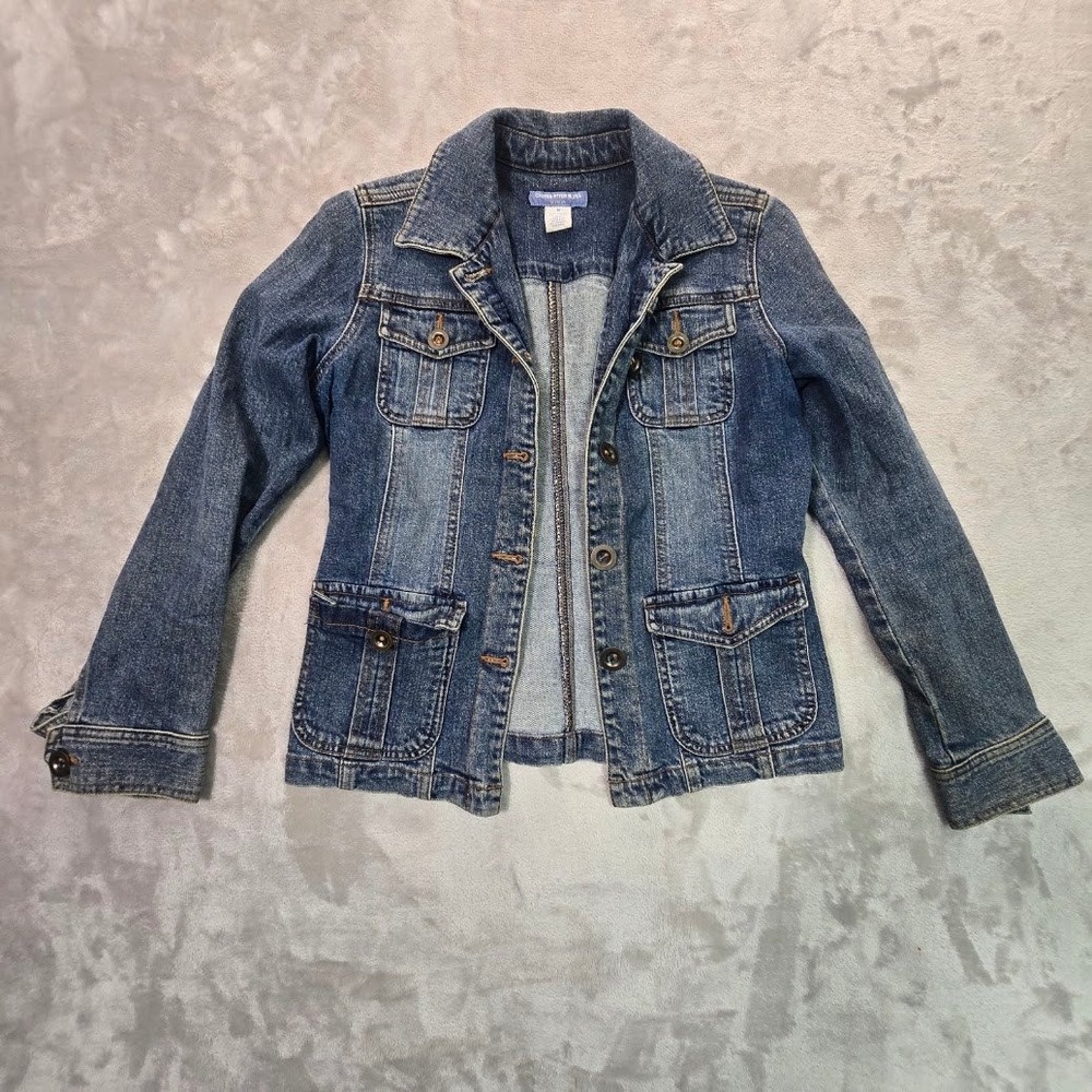 Canyon River Blues Womens Medium Wash Stretch Denim Jacket Blue Size M